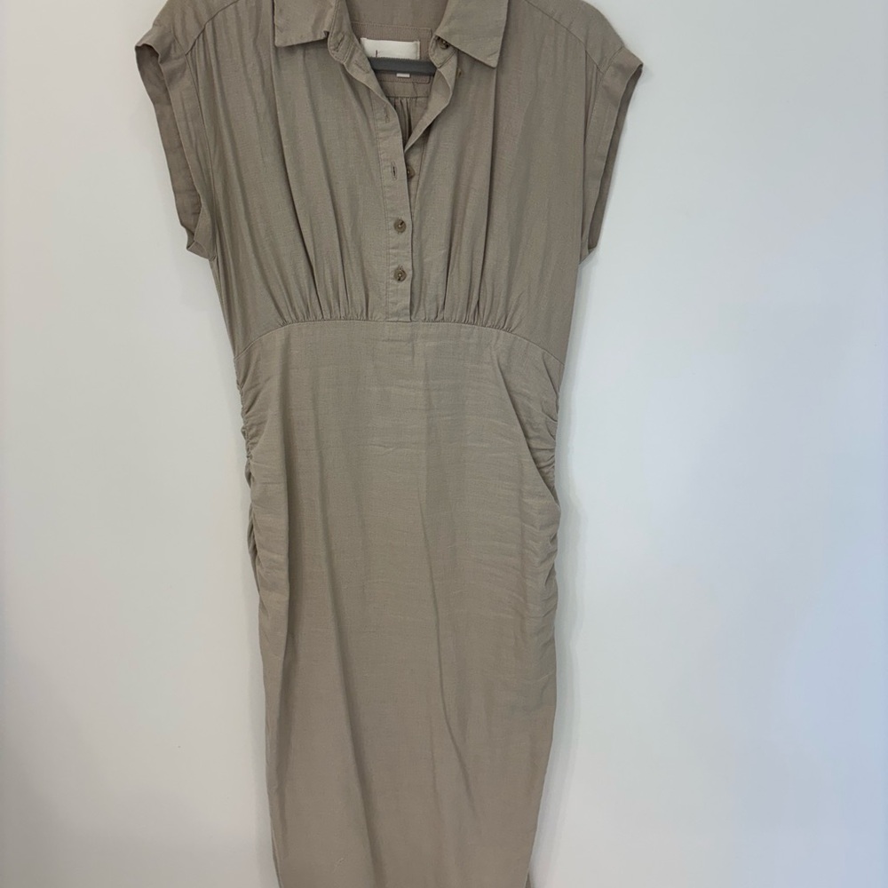 Anthropology Linen Cap Sleeve Dress